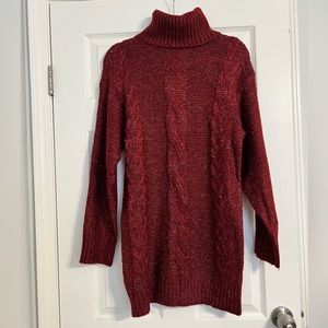 NWT-Francesca’s sz Small Burgandy Turtleneck Cable Knit 🧶 Sweater Dress